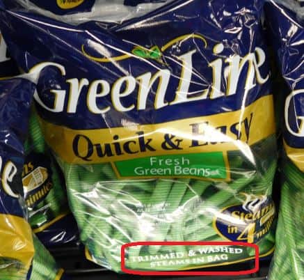 Pre-Washed Green Beans - Trimmed & Washed Produce Label