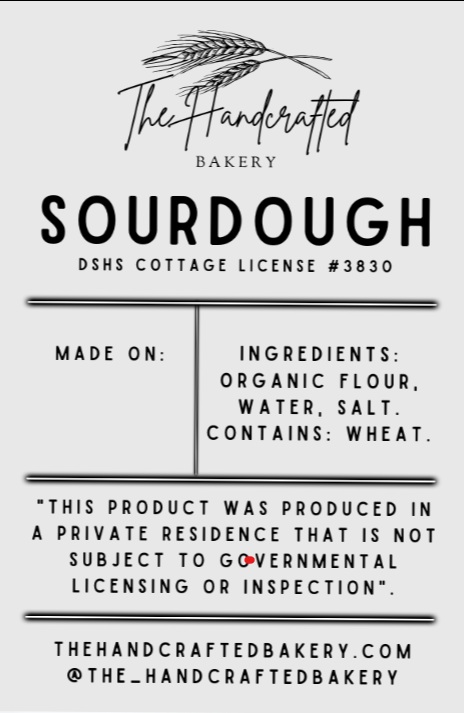 cottage bakery label example